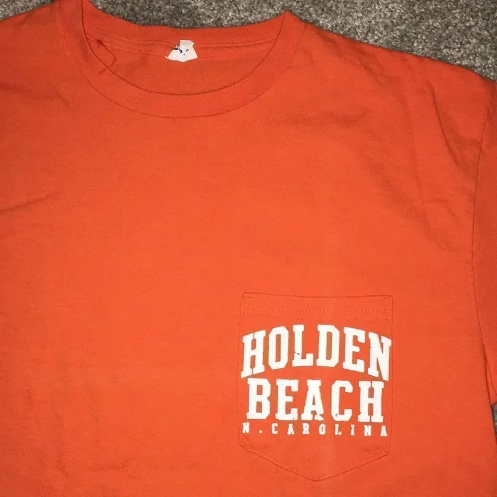 Vintage Orange Holden Beach North Carolina Pocket tee t shirt M Tennessee Vols
